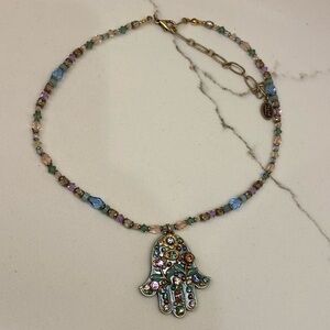 Michal Golan Colorful Beaded Hamsa Necklace
